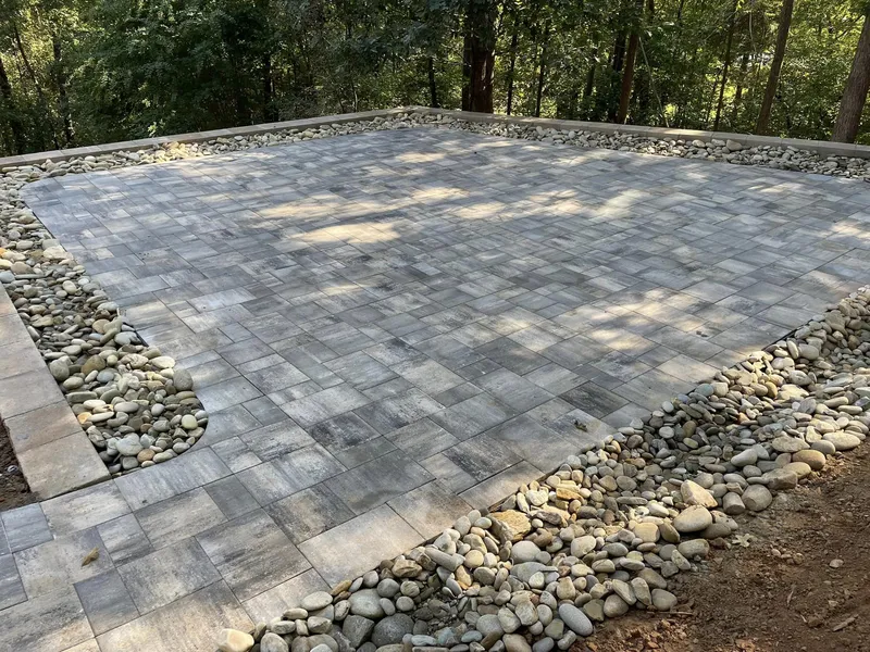 River Rock next to a Paver Patio – Outdoor Living Tip of the Day