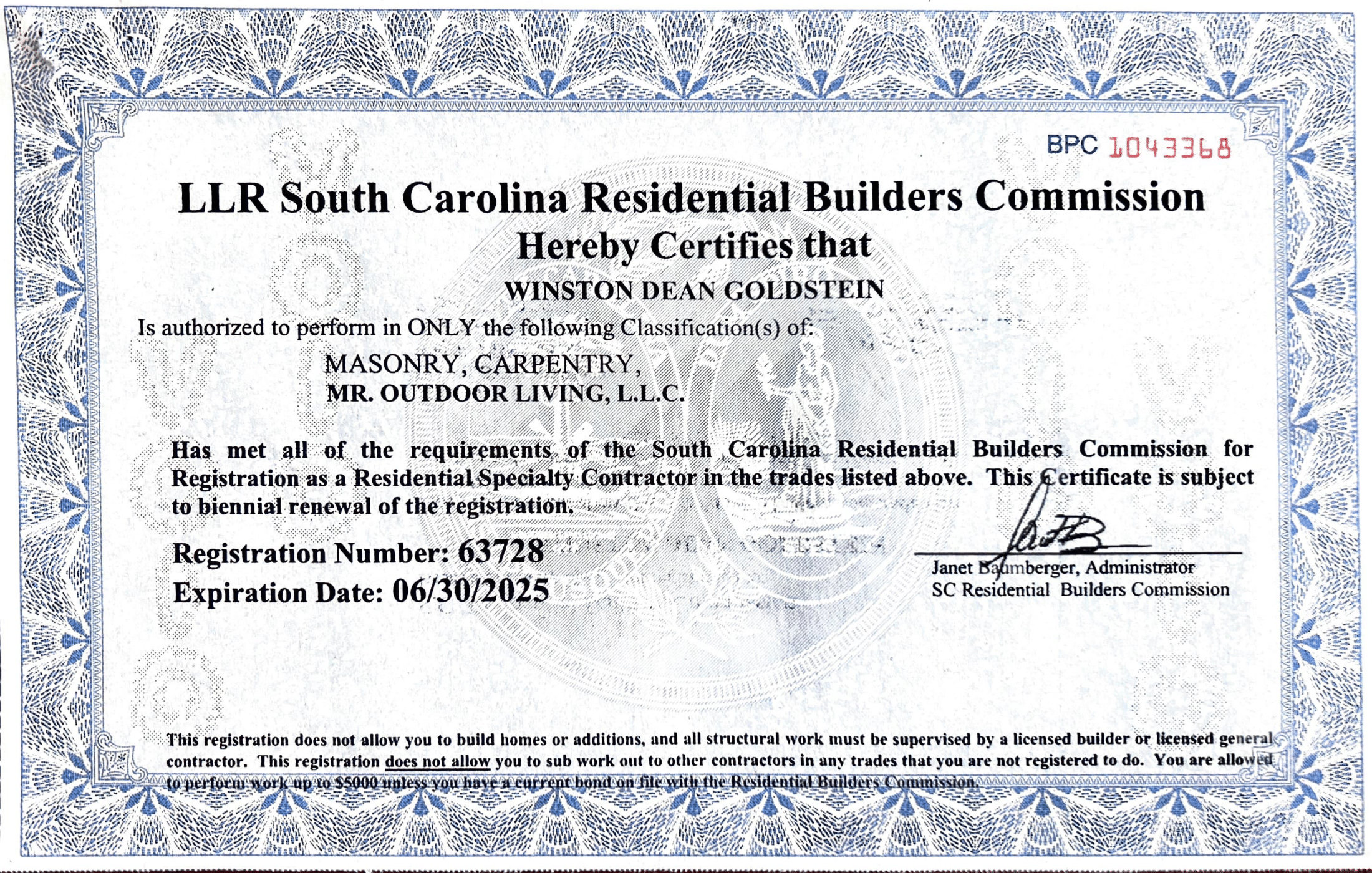 Licenses - unnamed file - Mr. Outdoor Living